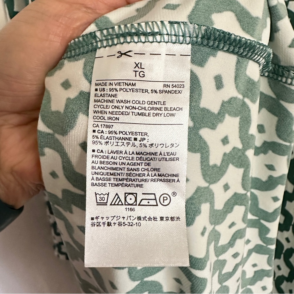 Banana Republic Green & White Geometric Print Wrap Around Jersey Dress sz XL - Picture 12 of 12